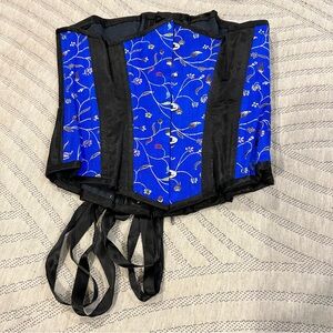 Floral Blue and Black Waist Cincher